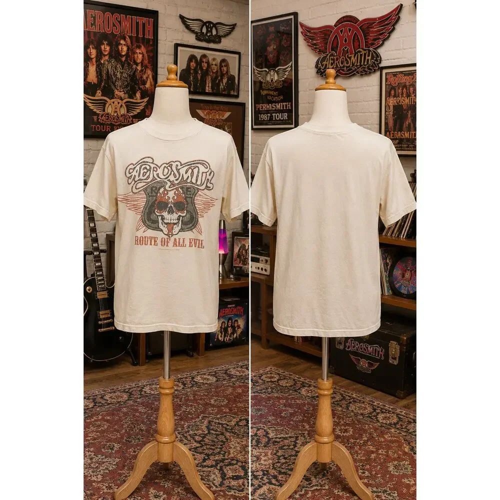 Vintage 2007 Aerosmith Route Of All Evil Tee L USA Fabric Rock Shirt